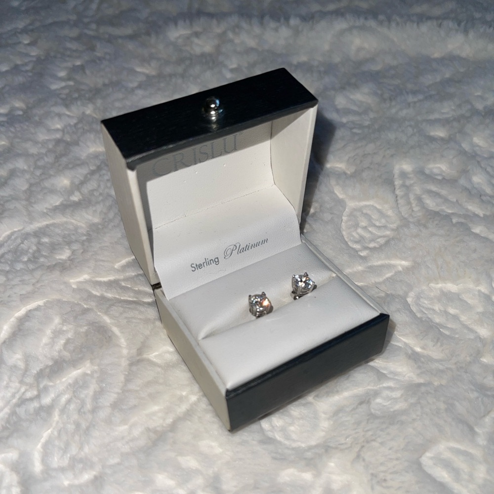 CRISLU Sterling Platinum Stud Earrings